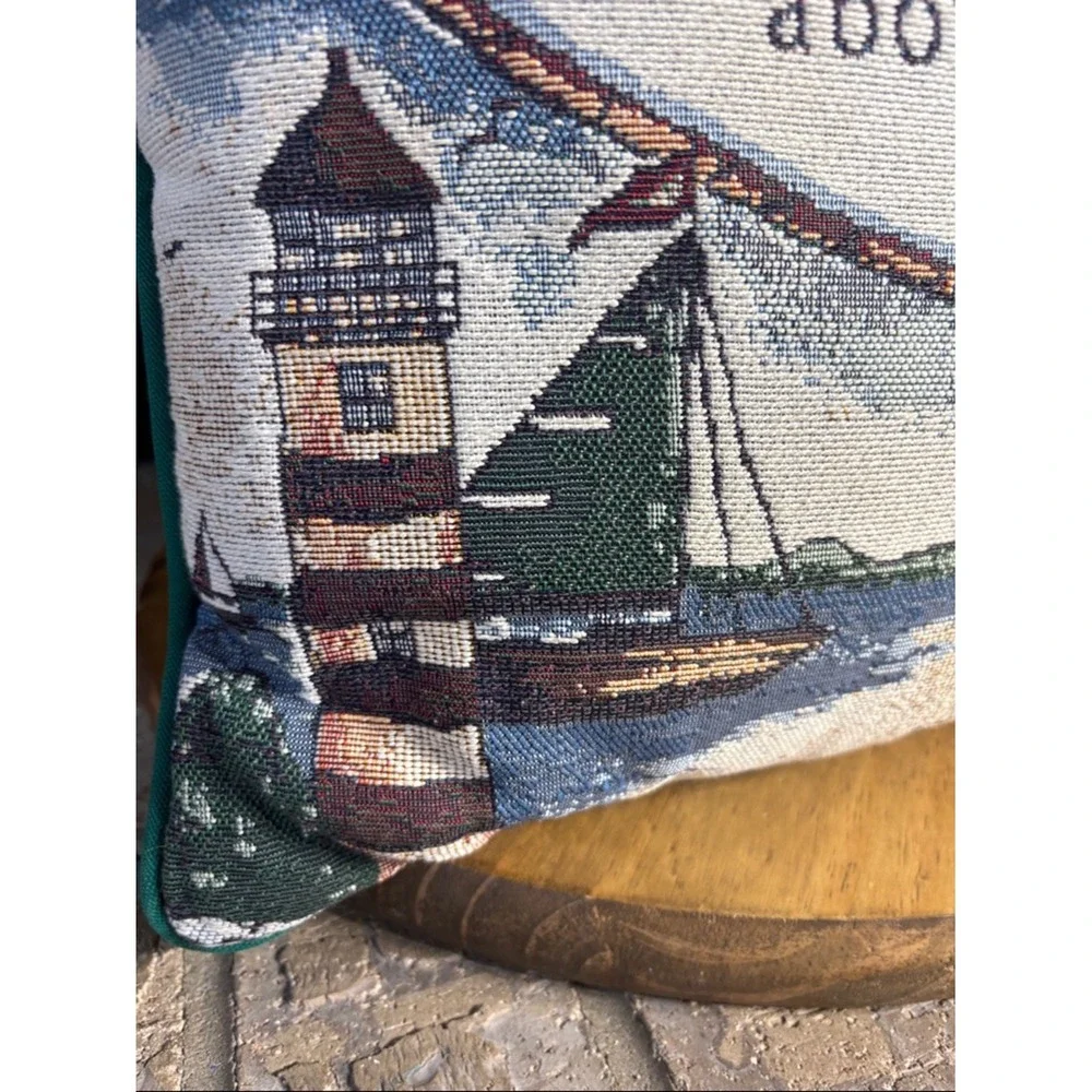 Vintage Riverdale‎ K. Grahame Quote Nautical Boats Tapestry Throw Pillow USA 15